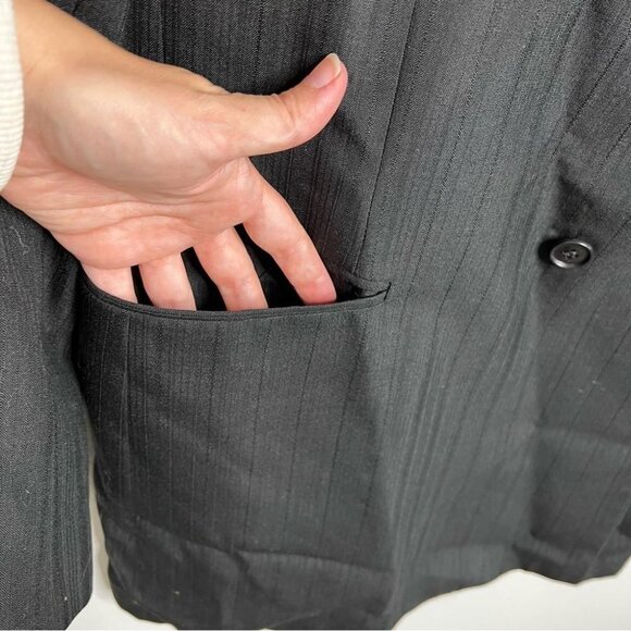 Oleg Cassini Mens Size 46L Black Double Breasted Blazer Sport Coat Suit Jacket - Picture 5 of 10